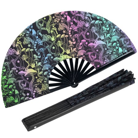 

AoHao 13-inch Handheld Folding Fan Oriental Folding Fan for Ladies Floral Pattern Hand Held Fans Silk Fans with Tassel Club Party Dance Props for Women