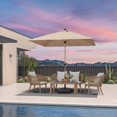 thumbnail image 3 of PURPLE LEAF 6' x 9' Patio Umbrella with Base Market Umbrella Rectangular Outdoor Umbrella with Push Button Tilt & Crank and 8 Ribs Aluminum Table Umbrella for Pool Backyard Beach, Taupe, 3 of 7