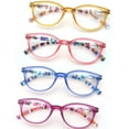thumbnail image 3 of MODFANS 4 Pack Reading Glasses Women,Round Frame Readers Spring Hinges,Ladies Fashion Colorful with Soft Case 4.00, 3 of 5