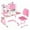 Pink, variant on Meoldis Pink Kids Desk and Chair Set, Adjustable Height Children's Study Desk with Bookshelf & Storage Drawer, Writing Table for Girls & Boys Ages 3+