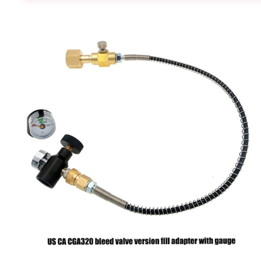 Soda Maker CO2 Cylinder Refill Adapter Connector with Hose Gauge For
