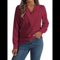 thumbnail image 2 of Blusa Plisada de Larga con Cuello en V para Mujer, Ideal para Oficina Rojo L, 2 of 8