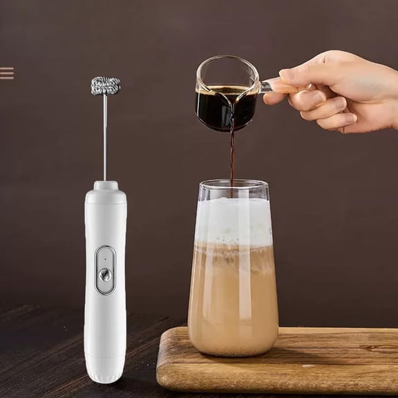 KSENDALO Handheld Electric Milk Frother Mixer Effortless Foam for Coffee, Lattes,and Beyond（No Battery Included White）