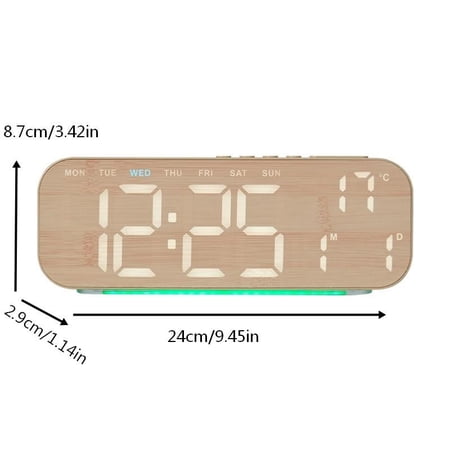 Digital Alarm Clock with Large Display, Multi-Function LED Clock Date Temperature, Dual Power for Bedside Table Desk(Yellow)