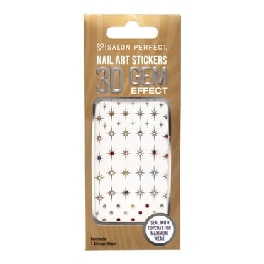 Salon Perfect Nail Art Stickers, 3D Gel Effect, Starburst, 1 Sticker Sheet