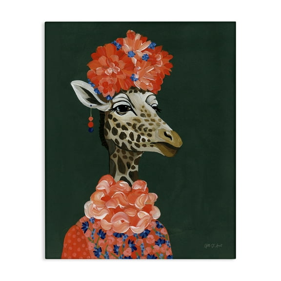 Stupell Industries Regal Giraffe Portrait Animals Painting Wrapped Canvas Art Print Wall Art, 16 x 20