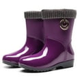 thumbnail image 2 of Women's Rain Shoes Punk Style Mid Warm Snow Boots Outdoor Footwear for Rainy Weather and Cold Conditions, 2 of 5
