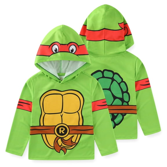 Nickelodeon Teenage Mutant Ninja Turtles TMNT Raphael Long Sleeve Hooded Shirt (Boys), Sizes 4-20