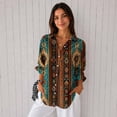 thumbnail image 4 of Nyfairy Women Floral Print Button Down Blouse, Long Sleeve Dressy Casual V Neck Loose Fit Shirts, 4 of 5