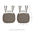 thumbnail image 2 of VHC Brands Chair Pad 16.5x18, Cotton Dining Room, Kitchen Chair Pads, Seat Cushion with Ties, Tucked, Black Check Collection, Rectangle 16.5x18, Country Black, Set of 2, 2 of 4