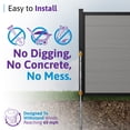 thumbnail image 5 of 4ft H x 6ft W WamBam Privacy Fence Panel, Composite Fence Kit with Aluminum Frame, Woodgrain Boards, No-Dig Install, UV Resistant Outdoor Fence for Backyard Patio or Pool, Slate Grey BLI19117, 5 of 10