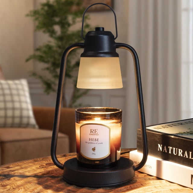 Lámpara eléctrica para calentar velas con temporizador y regulador de intensidad, color negro