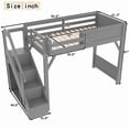 thumbnail image 5 of Twin Size Loft Bed with Stairs, Solid Wood Loft Beds Frame with Wardrobe, Gaming Loft Beds Twin with Storage Shelf for Teens Adults  (Gray), 5 of 7