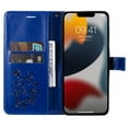thumbnail image 3 of Jiahe Cover For iPhone 14 Plus 6.7 inch Wallet Case Flip Leather with Card Slots Kickstand Wristband Shockproof Pattern Cover,Blue, 3 of 7
