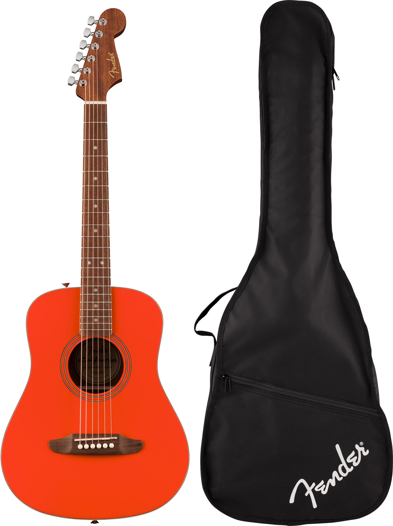 Fender California Standard Redondo Mini Acoustic Guitar - Fiesta Red w/ Tuner