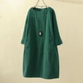 thumbnail image 2 of CEHVOM Robe Décontractée pour Femmes Grande Taille Col Rond Manches Longues en Velours Côtelé avec Poches, 2 of 4