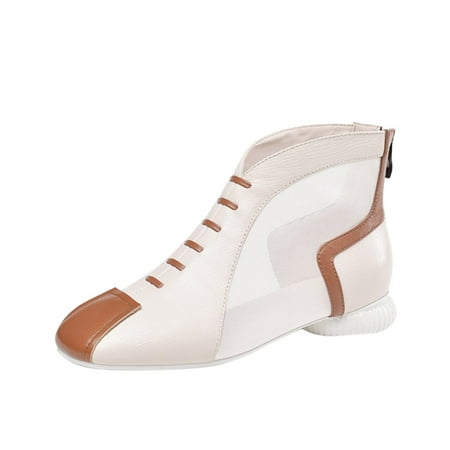 

Wesracia Boots For Women Winter Boots Women s Fashion Mesh Breathable Large Size Color Block Casual Zipper Sandals