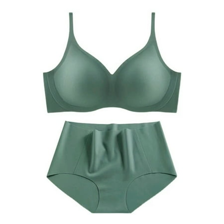 

fanshao Bra Briefs Set Solid Color Seamless Nylon Women Adjustable Strap Underwear Set for Women