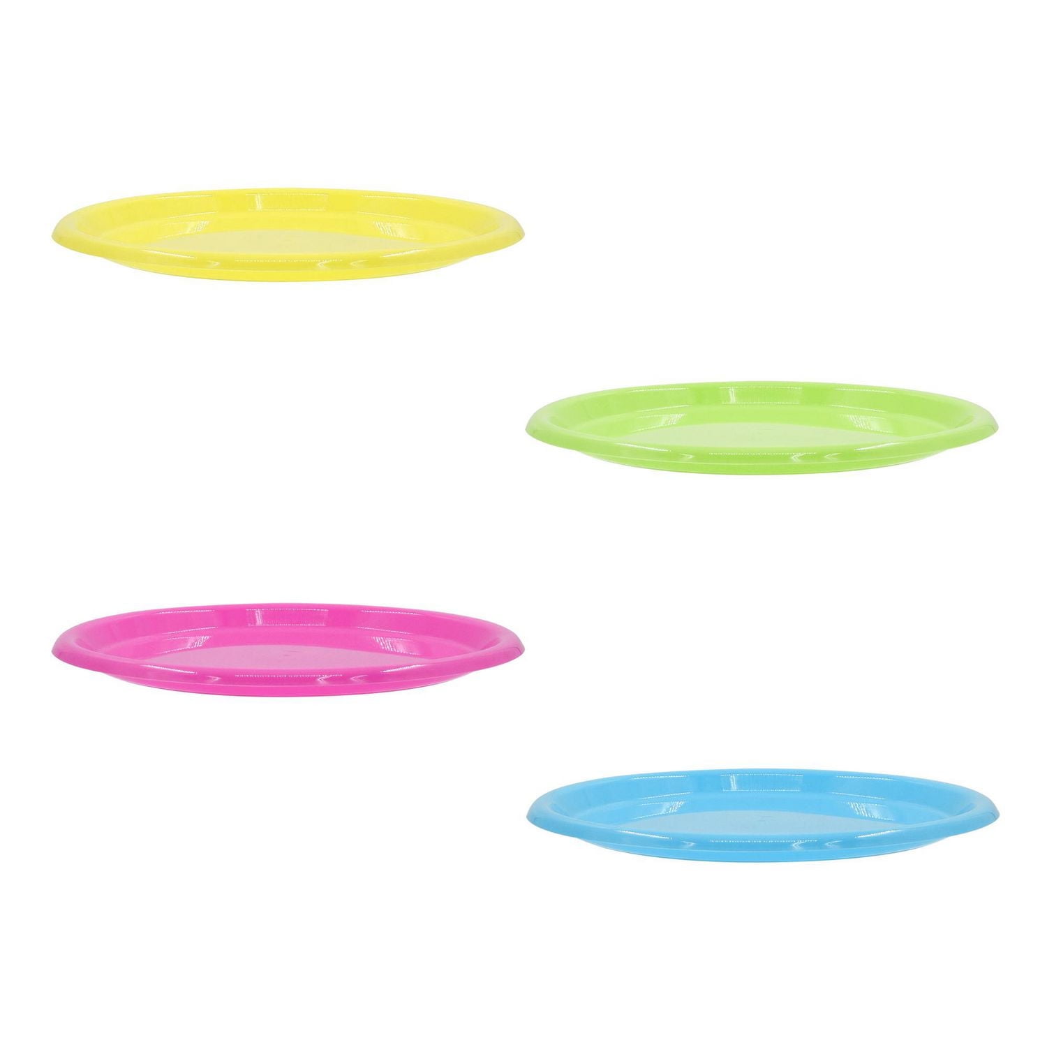 Mainstays Assorted Colour Plastic Plate Set, 4pc, 50% Recycled Material