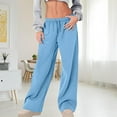 thumbnail image 3 of Aoiroe Womens High Waisted Drawstring Sweatpants Straight Leg Pants Side Hidden Pockets Sweat Pants Sky Blue XL, 3 of 8