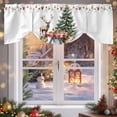 thumbnail image 6 of Green Christmas Tree Tie Up Valances Curtain, Food Reindeer Gift Linen Winter Adjustable Rod Pocket Short Window Treatment Tie Up Curtains Valances for Kitchen Living Room Bathroom 60x18 Inches, 6 of 9