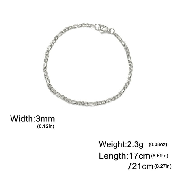 Lucktune Figaro Chain Bracelet for Men Women Stainless Steel Width 3-10 MM Bracelets Punk Jewelry Couple Gift Pulsera Hombre New