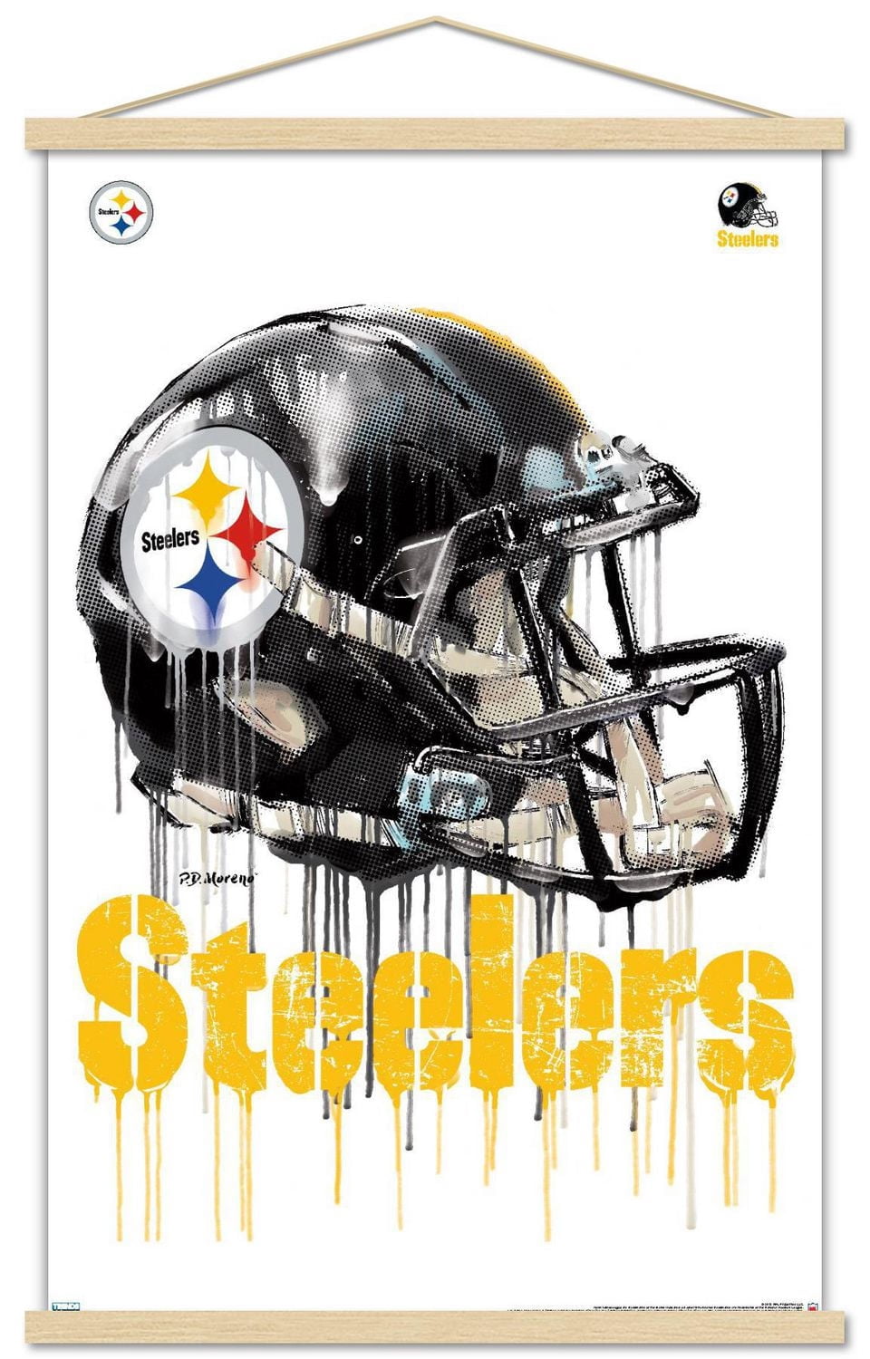 NFL Pittsburgh Steelers - Drip Helmet 20 Wall Poster, 22.375" x 34" Framed