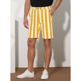 thumbnail image 2 of Unique Bargains Men's Striped Shorts Summer Regular Fit Business Flat Front Shorts 34 Yellow, 2 of 6