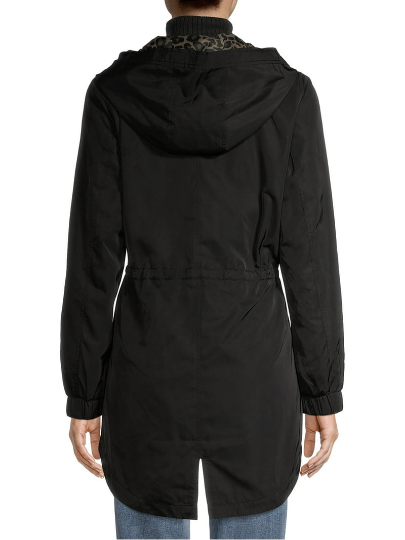 Time and Tru Women's Water Resistant Hooded Anorak Jacket with