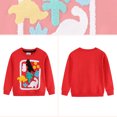 thumbnail image 4 of Kiijoy Toddler Boys Sweatshirt Dinosaur Embroidery Crewneck Pullover, Red, Sizes 2-3T, 4 of 5