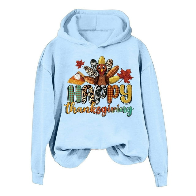 WEAIXIMIUNG Chandails Personnalisés pour Femmes Image Action de Grâce Sweat à Capuche Imprimé Dinde pour Femmes pour Tenue Décontractée
