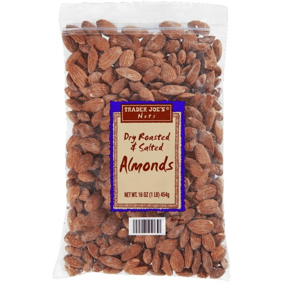 Tjs Dry Roasted & Salted Almonds-1 Lb