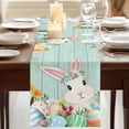 thumbnail image 3 of Table Runners 108 Inches Long Dress Scarves, Easter Bunny Farmhouse Coffee/Dining/Kitchen Table Runner for Living Room, Spring Watercolor Eggs Flower Wood Grain Teal 13x108 Inch, 3 of 9