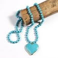 thumbnail image 4 of YIEMEEN Bohemian Turquoise Heart Pendant Necklace for Women Vintage Style Sweater Chain, 4 of 16