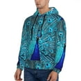 thumbnail image 3 of Kdxio Beautiful Blue Peacock Print Mens Casual Hooded Collar Drawstring Hoodies Pullover Sweatshirts Casual Long Sleeve Shirts-3X-Large, 3 of 7