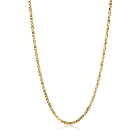 Gold Plated Stainless Steel Box Chain Necklace (3.5mm) - 30