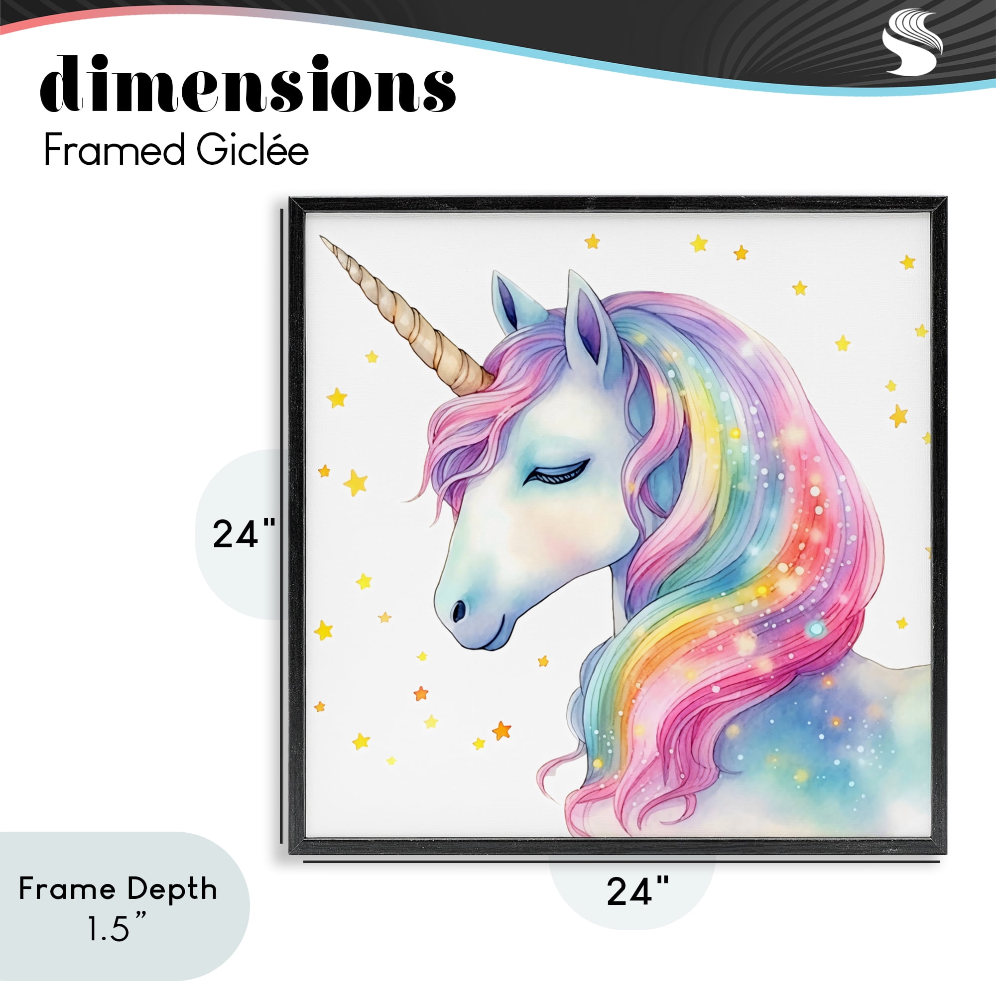 Stupell Industries Enchanted Rainbow Mane Unicorn Black Framed Giclee Art, design by Creative Studio