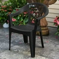 Adams Penza Outdoor Resin Stack Chair with Phone Holder, Plastic Patio