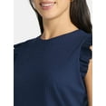 thumbnail image 4 of Time and Tru Women's Rib Ruffle Sleeve Top, Sizes XS-XXXL, 4 of 5