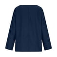 thumbnail image 6 of BXSRUTA Women's Fashion Casual V Neck Long Sleeve Blouse Soft Lightweight Polyester Imitation Denim Top, 6 of 7