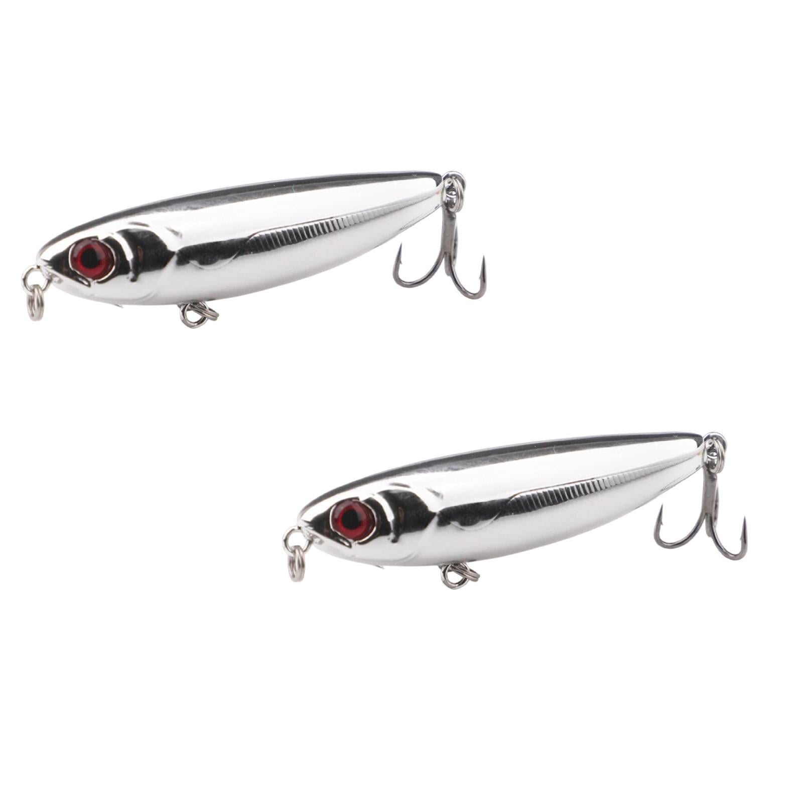 2 Pcs Topwater Pencil Fishing Lures Hard Baits 12g Walk the Dog Artificial Lure with Treble Hook for Bass Trout Pike Saltwater Freshwater River Lake Fishing 2.64