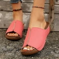 thumbnail image 3 of Oyedens Wedge Slippers Sandals For Women Wide Width Patchwork Slip-On Slides Beach Dress Shoes, 3 of 7