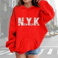 thumbnail image 2 of Hoodies City Name Letter Print Red Hooded Long Sleeve Hooded Sweatshirt Top Warm Fall Winter Clothes Girls Size 11-12 Years Clothes, 2 of 5