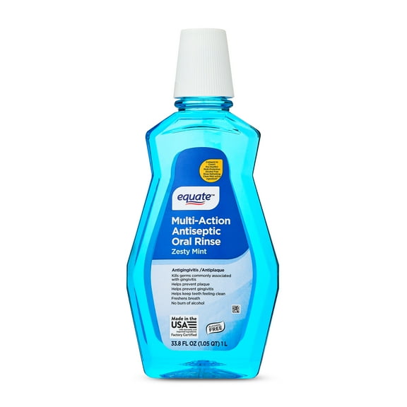Equate Alcohol-Free Multi-Action Antiseptic Oral Rinse, Zesty Mint Flavor, 1 L, Compare to Crest® Pro-Health® Multi-Protection Mouthwash