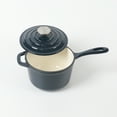 thumbnail image 3 of HAWOK Enameled Cast Iron Mini Saucepan, 1QT Non-stick Saucepan with Lid and Long Handle, Navy Blue, 3 of 4