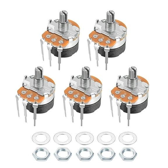 Uxcell WH138 10K Ohm Variable Resistors Single Rotary Carbon Film Potentiometer 5pack