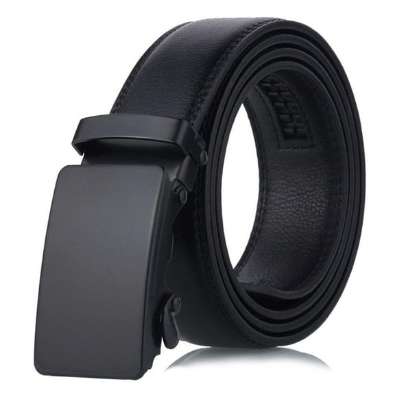 Men's Automatic Buckle Belt Black Side Sliding Single Prong Buckle Belt O0Q4