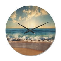 Designart 'Sea Beach Sunset ' Modern Wood Wall Clock