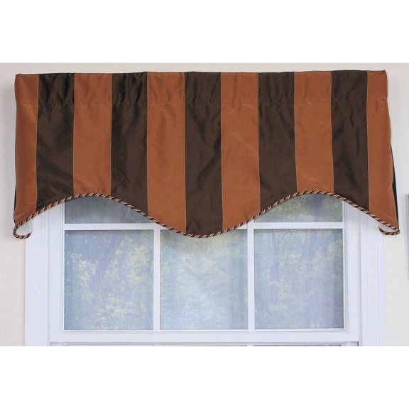 RLF HOME Pascal Faux Silk Stripe Cornice Window Valance