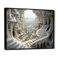 thumbnail image 2 of Designart "Architectural Fantasia Surreal Fractal VII" Landscapes Framed Wall Art - Traditional White Surrealism Landscape Hallway Framed Wall Art Decor, 2 of 6